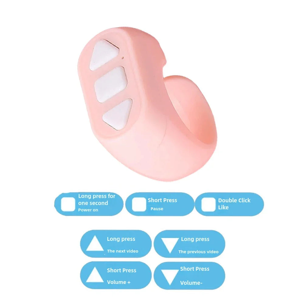Finger Ring Bluetooth Remote Controller 3 Keys Quick Photograph Wearable Page Scroll Shooting for TikTok Video Tap Control