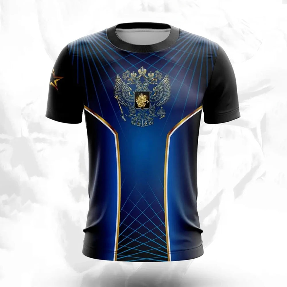 Russia Men's T-shirts Casual Fashion Summer New Russian Flag Short Sleeved Tops Tees Men's Clothing Oversized T-shirt Streetwear