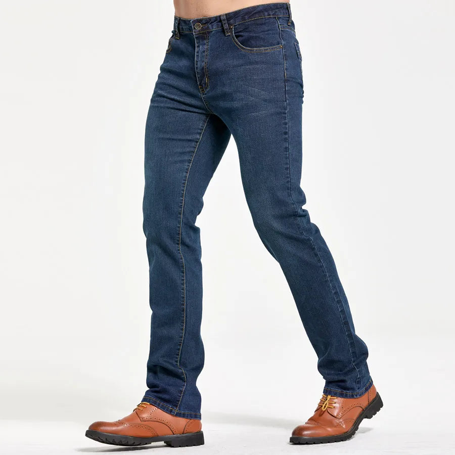 Men's Classic Slim Fit Straight Jeans Casual Stretch Denim Pants Fashion Blue Trousers