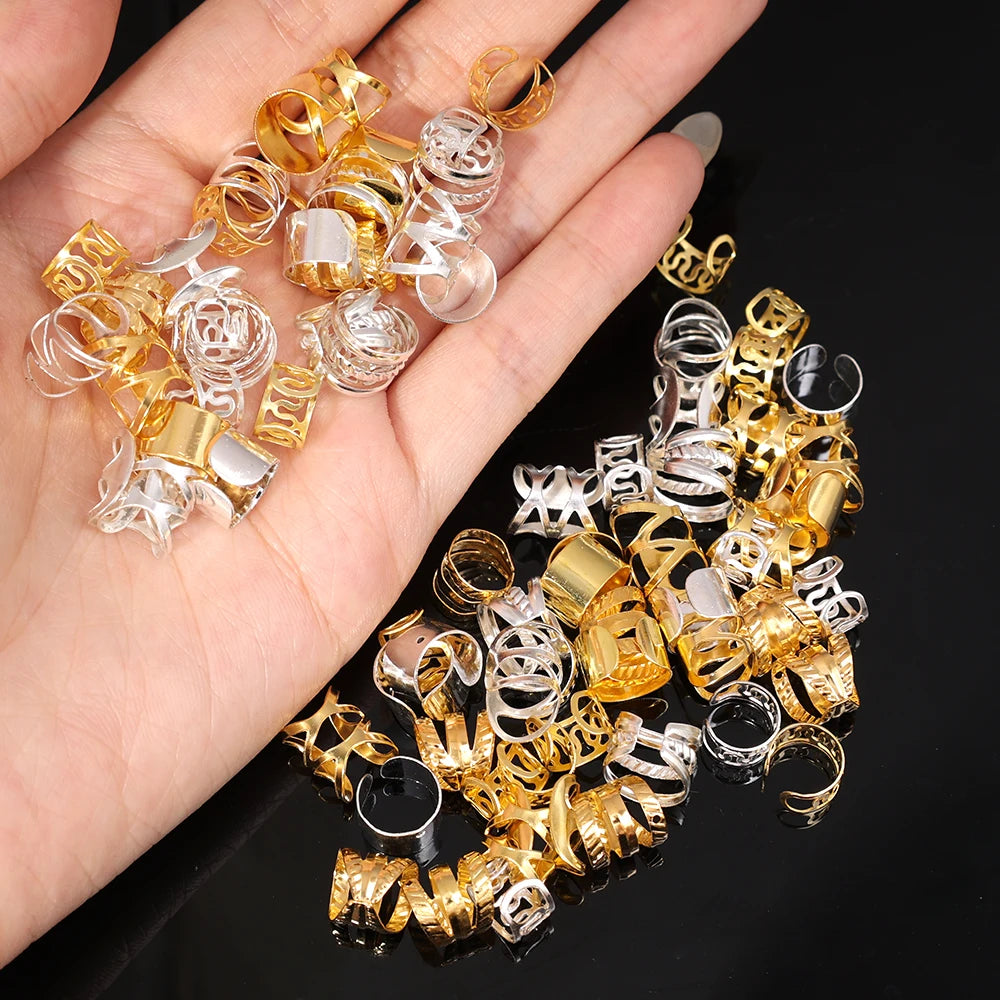 100pcs Dreadlock Hair Rings Hair Jewelry Cuffs Clip Hair Braids Dirty Braids Bead Hippie Hairpin Accessories Headwear for Women