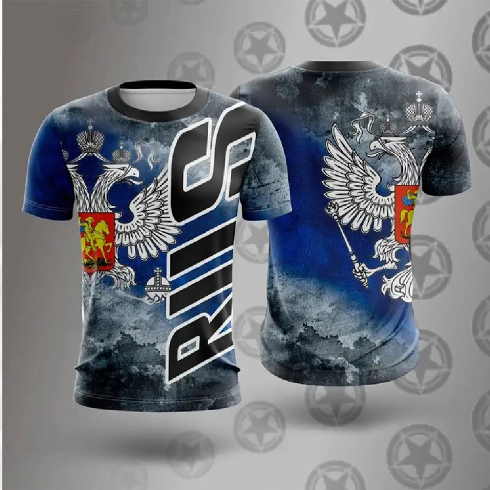 Russia Men's T-shirts Casual Fashion Summer New Russian Flag Short Sleeved Tops Tees Men's Clothing Oversized T-shirt Streetwear