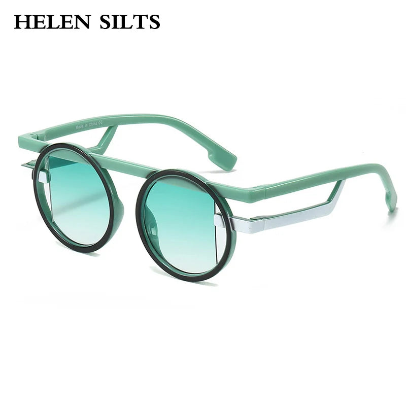 Retro Punk Style Small round Sunglasses UV400 Gradient Shades Unisex Fashion Sun Glasses for Men And Women