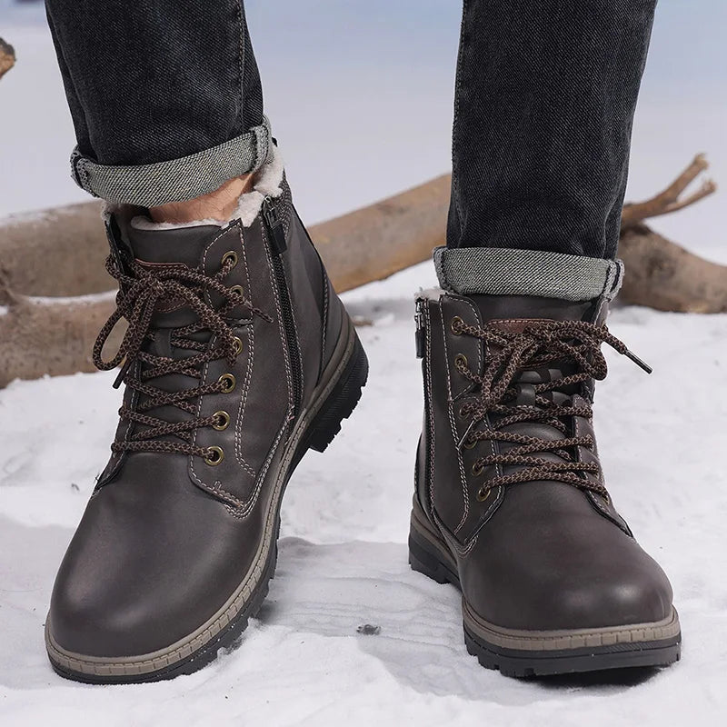 Outdoor Leisure High Top Footwear Fashion Classic Winter Hiking Shoes Warm Anti Slip Ankle Snow Boots Men's Casual Shoes