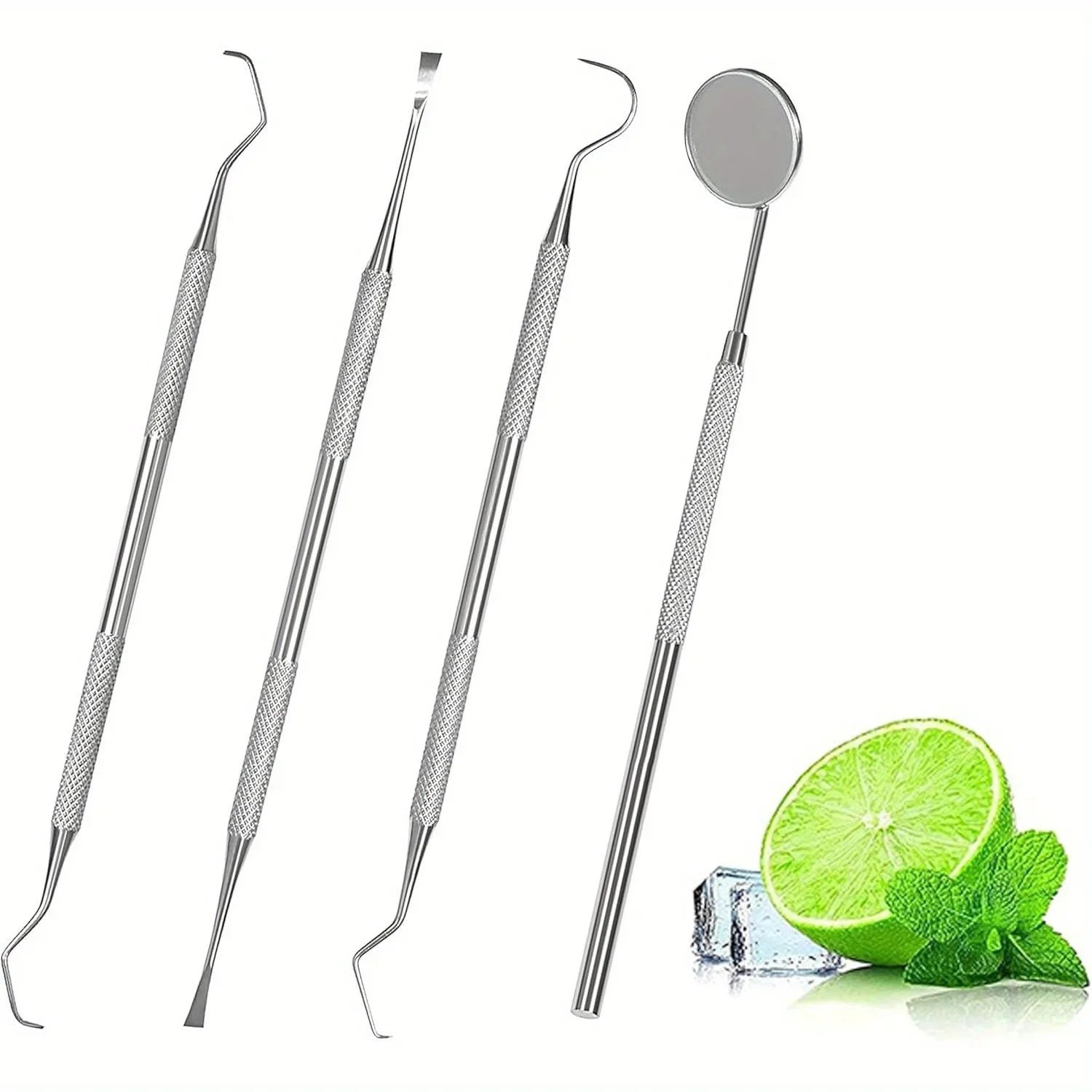 Tooth Cleaning Kit, Including Case,Tongue Scraper,Tweezers, Scrapers, Debris Removers,Toothpick Tools, Featuring Non-Slip Handle