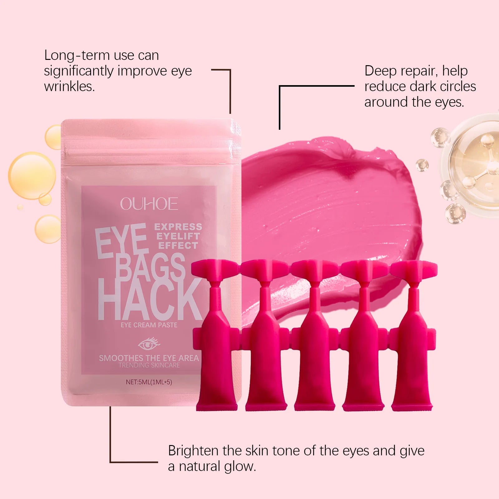 Anti Wrinkle Eye Cream Hydration Moisturizing Compact Wrinkle Reduce Eye Fine Sagging Line Defense Restore Eye Elasticity Cream