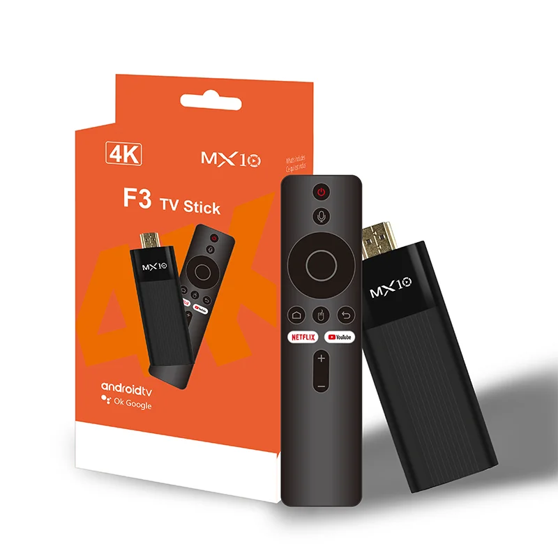 Ultra HD 4K Android TV Stick MX10-F3 Stick Mini Home TV Stick H313 Quad Core Support 2.4/5G Dual Wifi 2GB RAM 16GB ROM