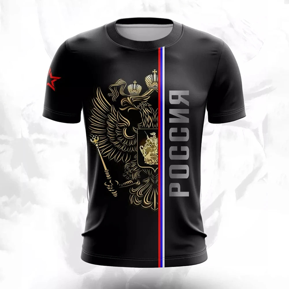 Russia Men's T-shirts Casual Fashion Summer New Russian Flag Short Sleeved Tops Tees Men's Clothing Oversized T-shirt Streetwear