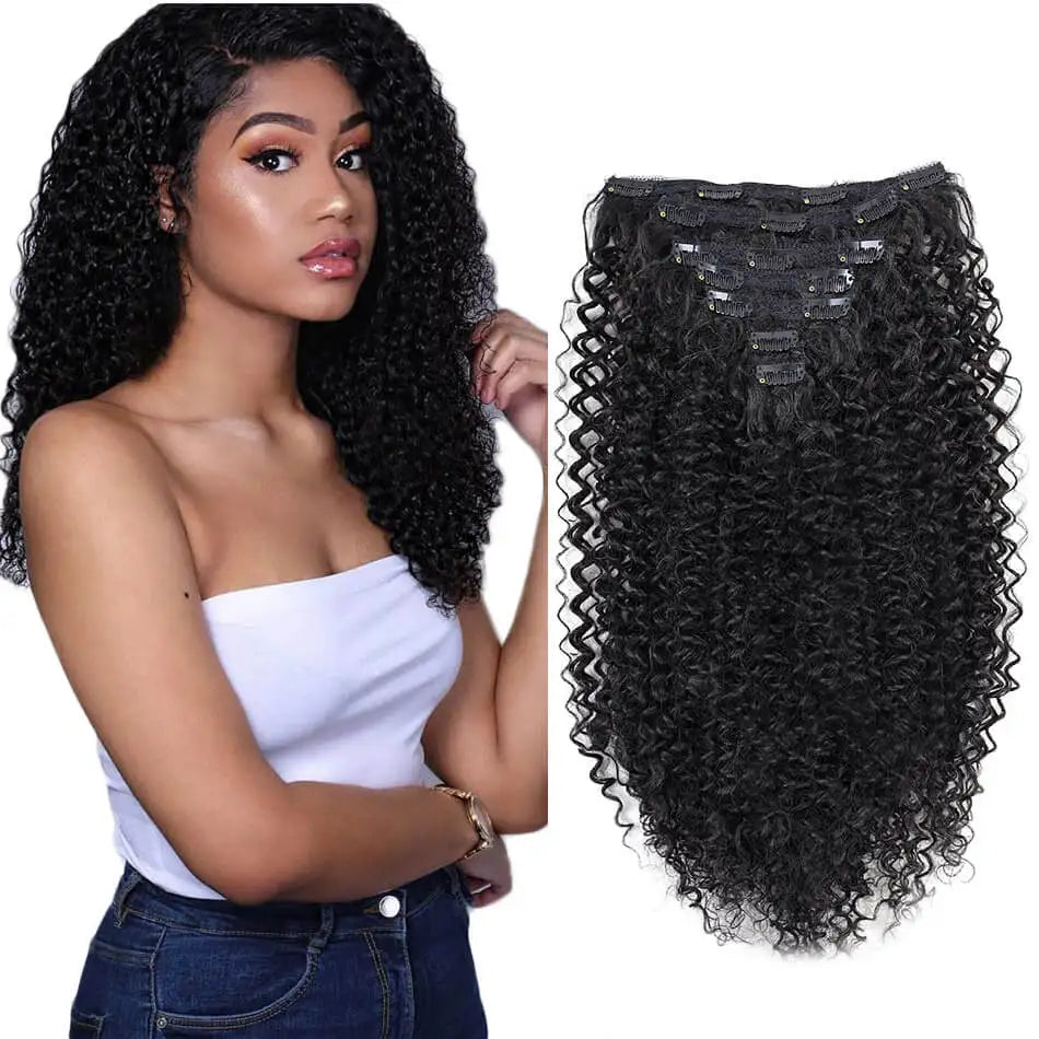Synthetic Kinky Curly Blonde Hair Extensions Clip Ins for Women Brazilian Remy Hair Extensions 7Pcs with 24 Clips Natural Blonde