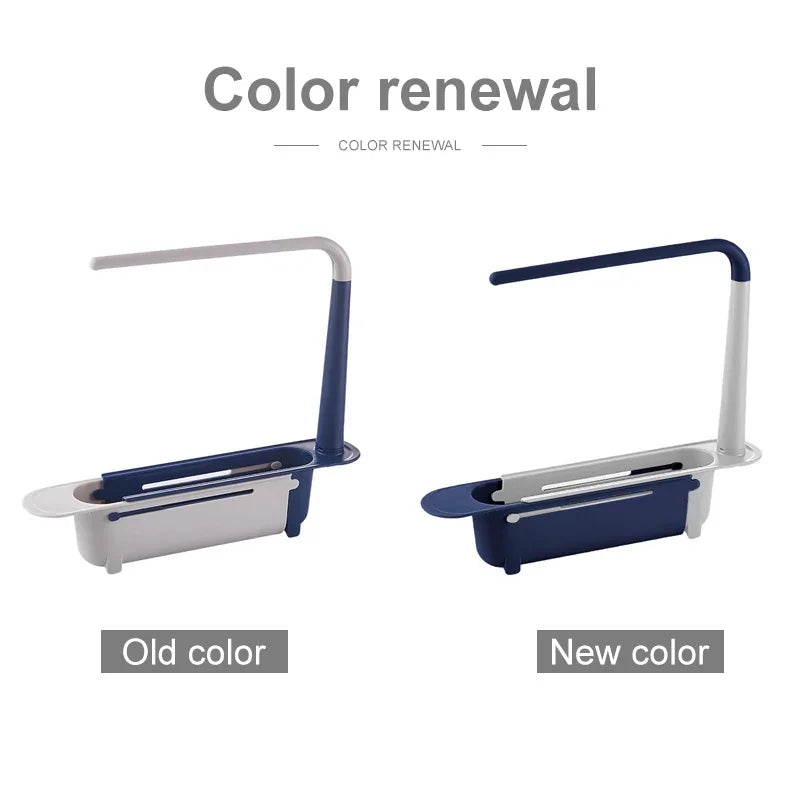 Kitchen Telescopic Sink Organizer Rack Telescopic Faucet Organizer for Soap Towel Sponge Storage Adjustable Shelf Storage Rack