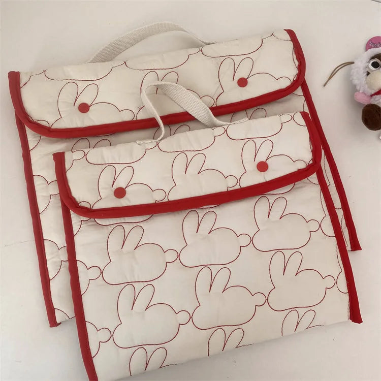 Korean INS Embroidered Rabbit Pattern Handheld Tablet Bag For Ipad 9.7-11 macbook Air13.3 13.6 pro14 Samsung Laptop Storage Bag