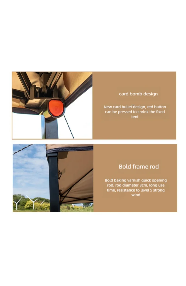 Outdoor pop-up canopy Gazebo Tent beach camping instant canopy 10x10 feet (khaki color) Convenient to carry withWith tugboat bag