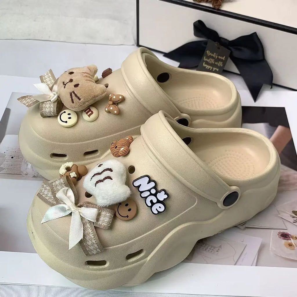 New Style Women's Clogs, Fashionable Cloud-Heel Thick-Soled Sandals for Summer, Made of Lightweight Eva Material, Comfortable Catfish-Patterned Set of Thick-Soled Sandals
