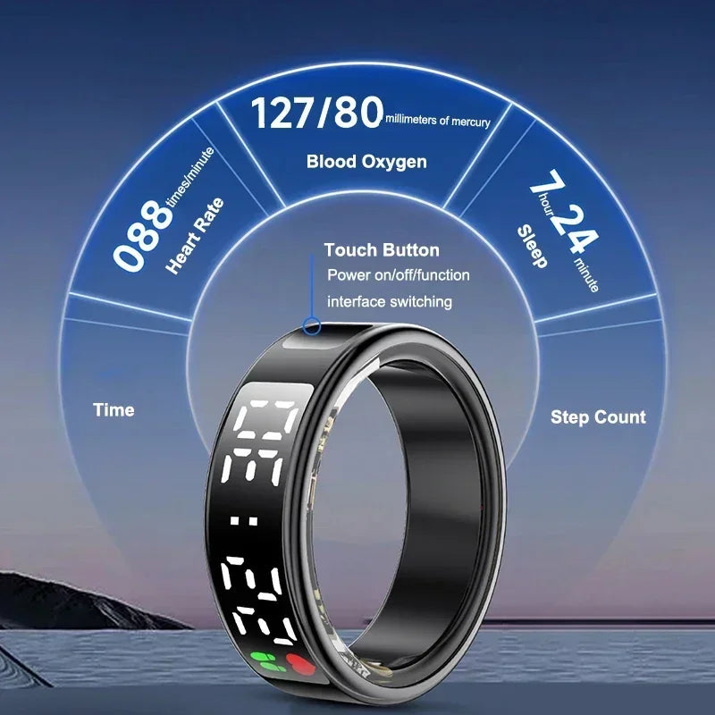 Smart Ring For Men Women Multifunctional Health Tracker Heart Rate Blood Oxygen Monitor Sport 5ATM Waterproof Ring Sleep Fitness