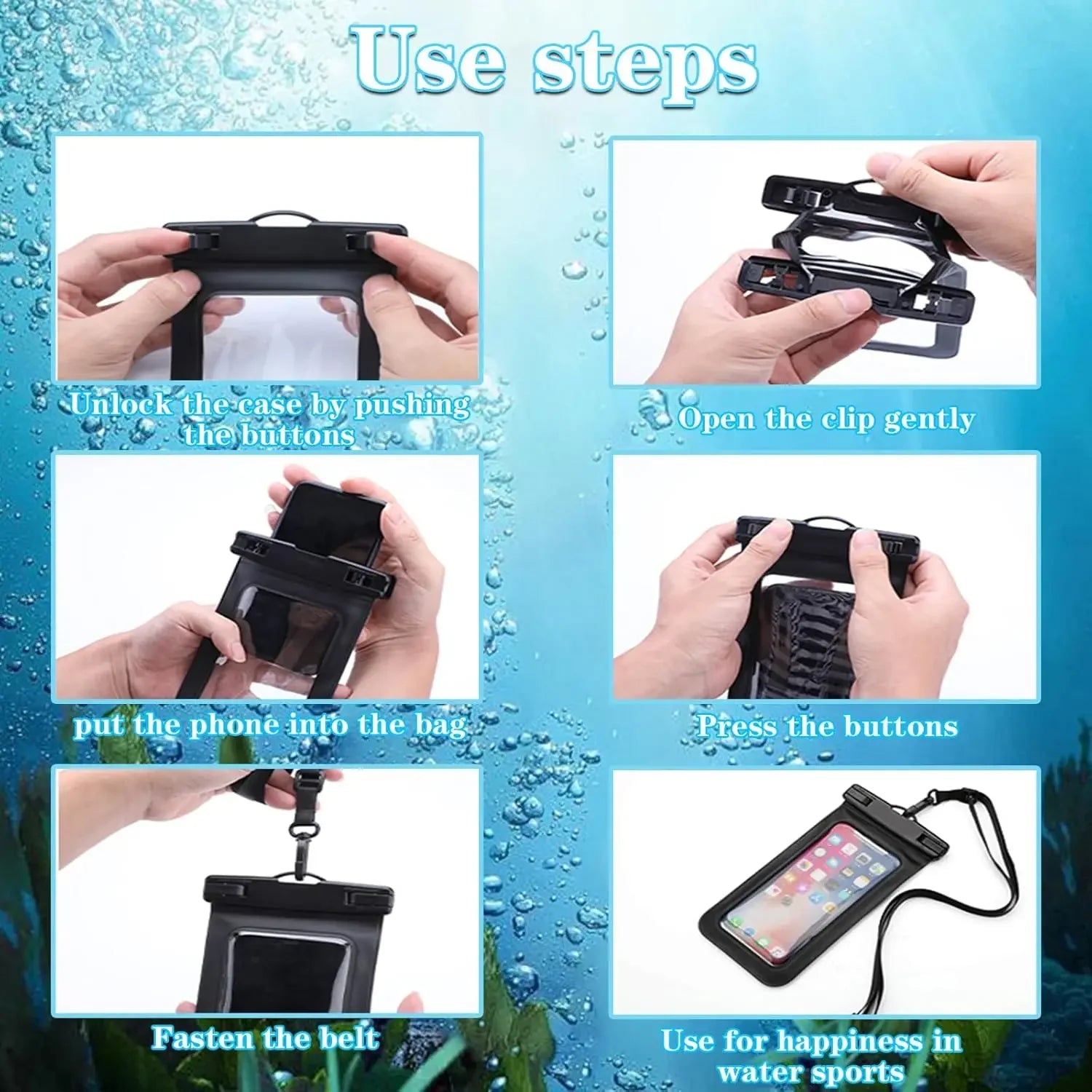 Floating Waterproof Phone Pouch Universal Water Resistant Phone Case Under 7.2 Inches Phone Dry Bag Essential for Water Sport