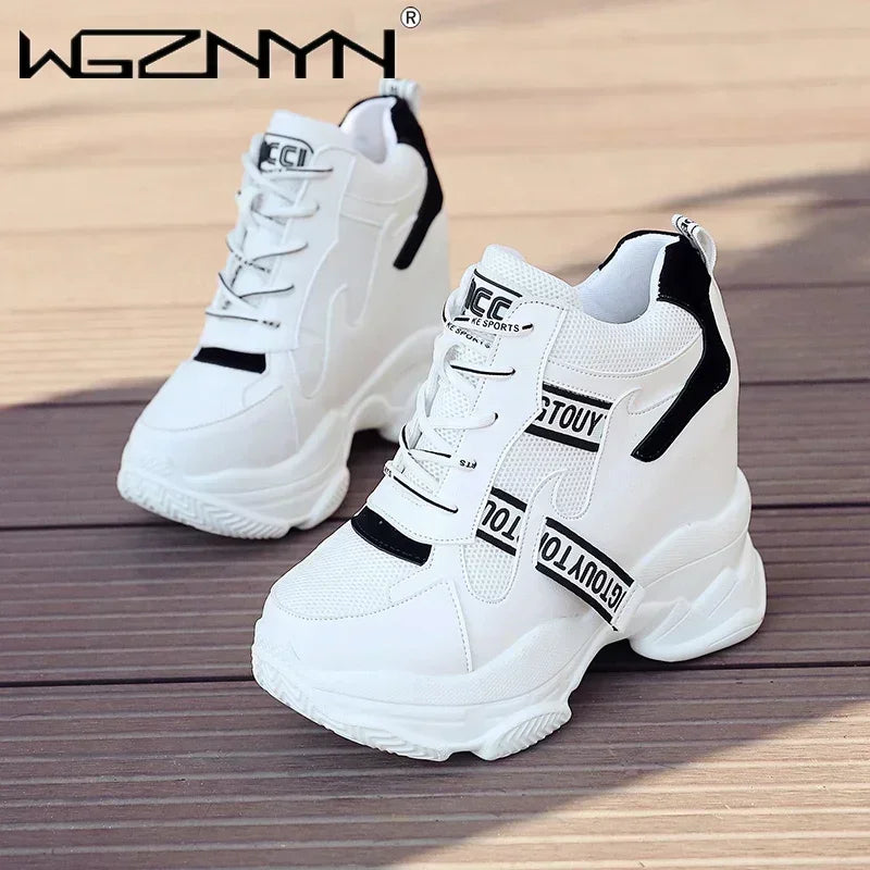 2025 NEW High Quality Chunky Platform Outdoor Sneakers Women Super High Heels Casual Shoes Woman Height Increasing Boot Mujer