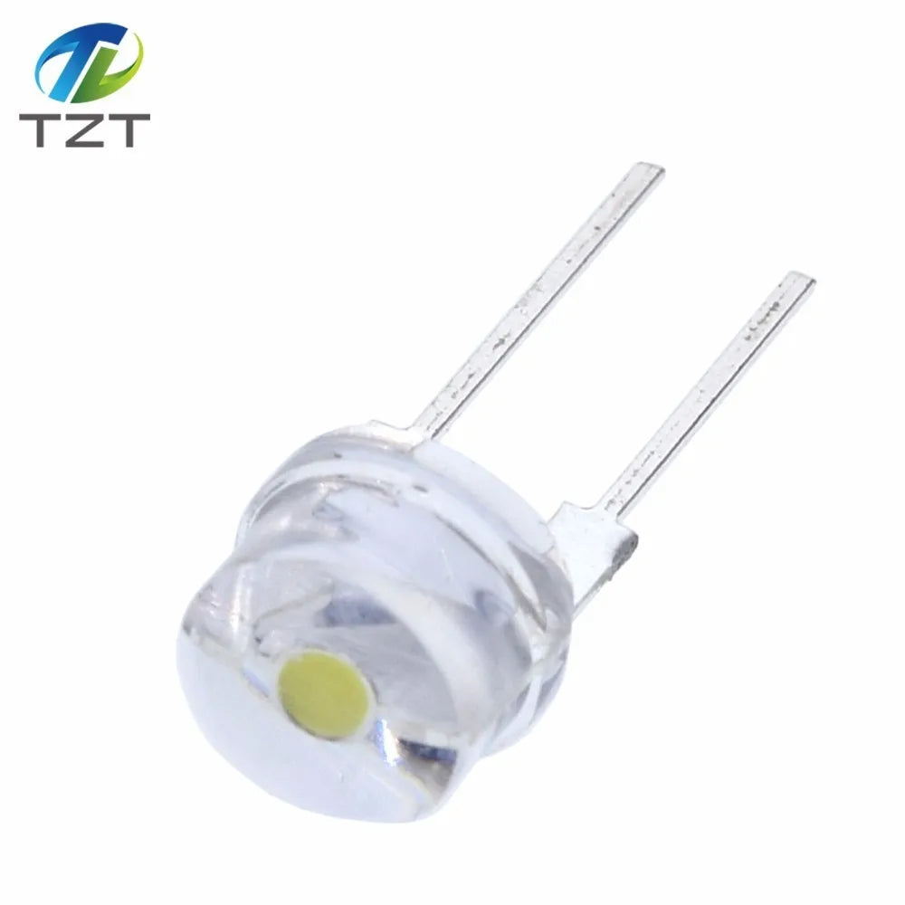 10/100PCS NEW F8 8mm 0.5W 3.0-3.2V Straw hat LED White Super bright LED lamp Wide Angle Transparent LED Lamp Strawhat LED