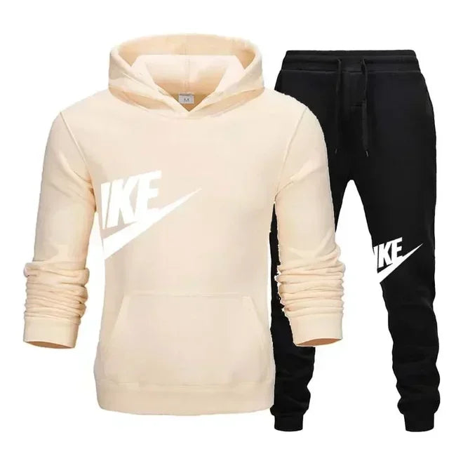 A new autumn and winter men's casual sportswear set of 2-piece hooded sweatshirt and long pants for outdoor fashionable jogging