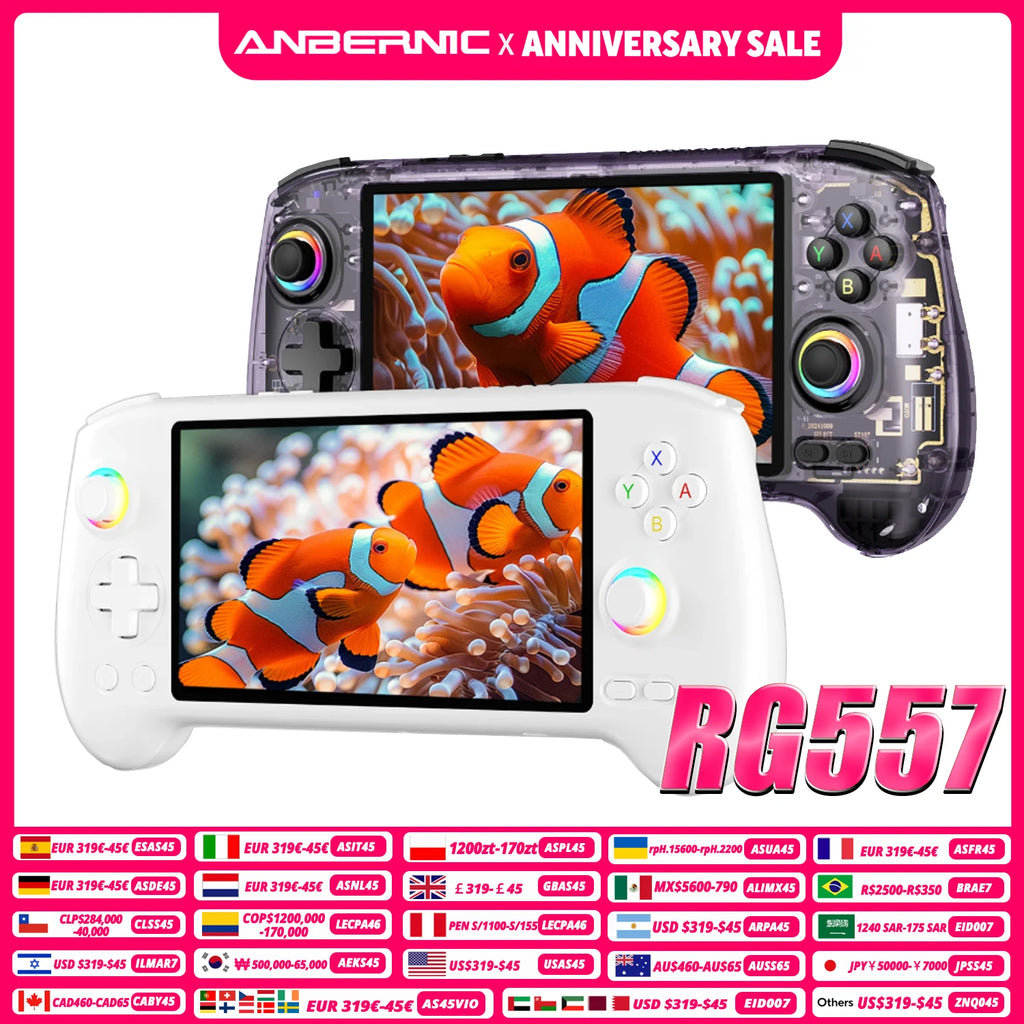 ANBERNIC RG557 Handheld Game Console 5.48'' AMOLED Android 14 5500mAH Bluetooth 5.3 Portable Video Game Player Dimensity 8300