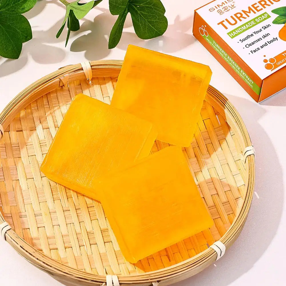 Hand Made Turmeric Soap Body Cleaning Natural Turmeric Deeply Clean Skin Refine Pores, Remove Acne Tender Skin Care Beauty
