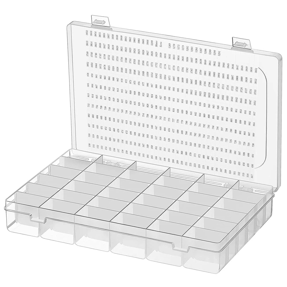 Embroidery Floss Organizer Box Set Compartments Cross Stitch Organizer Box & Plastic Floss Bobbins and Number Stickers for Sewin