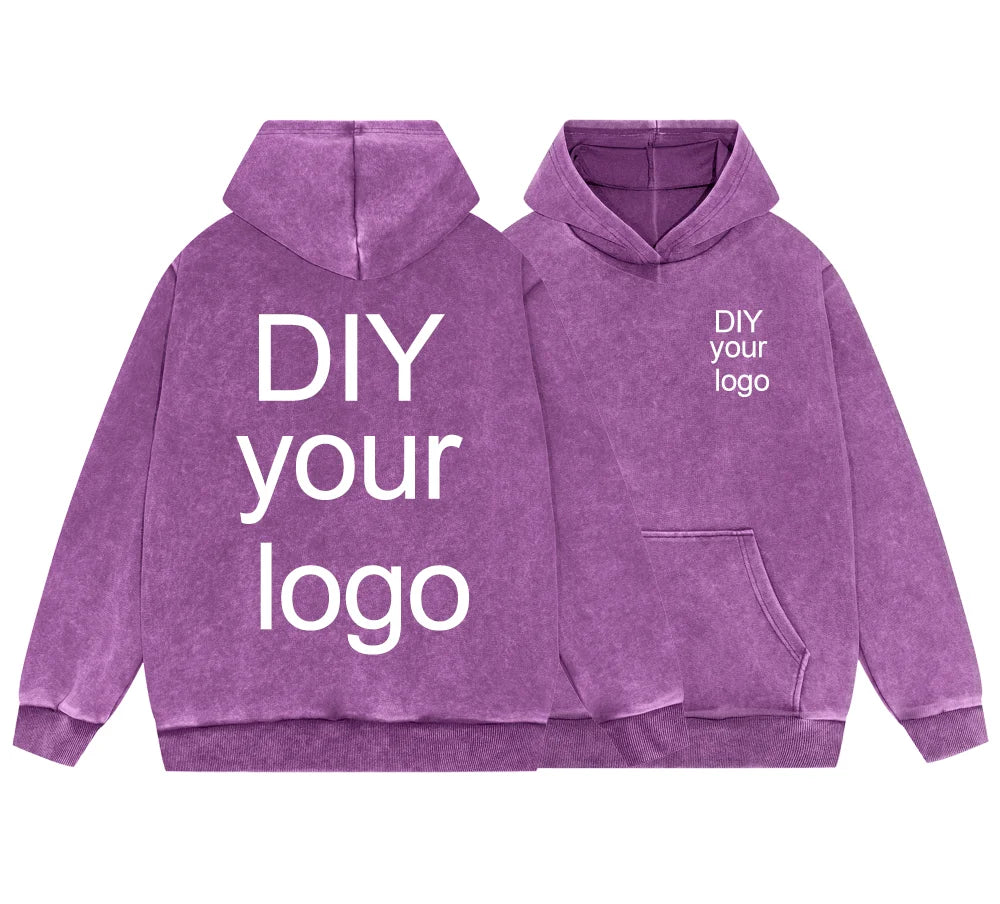 Washed Retro Hoodies 5 Colors 100%Cotton Hoody Customized Personalized Pattern Customization Pullover Team Logo Company Logo