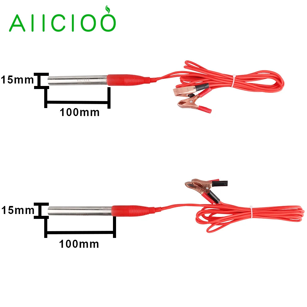 12V Immersion Heater For Portable Traveling Camping Water Boiler Water Heating Element With Alligator Clip 150w/200w/300w