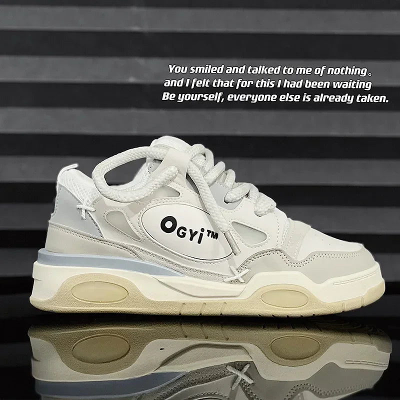 Platform Korean Sneakers for Men Running Shoes Walking Comfortable Male Casual Lace Up Vulcanized Shoes Chunky Sneakers 2025 New