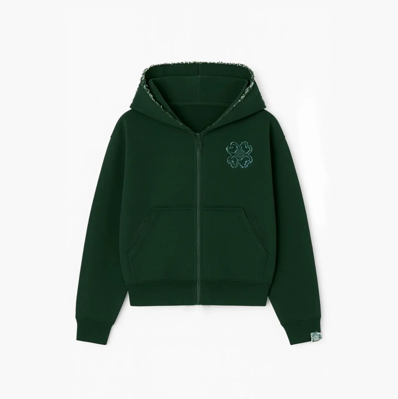 European Street Style Four-Leaf Clover Men's Oversized Activewear Set, Unisex Fit Zip-Up Hoodie Multi-Color Trendy Two-Piece Set