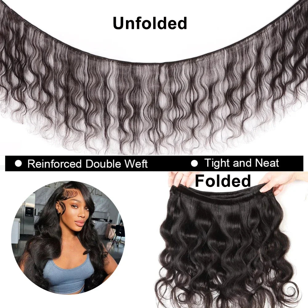 Body Wave Bundles Human Hair Brazilian Hair Weave Bundles 100% Natural Black 3 4 Bundles Deal Loose Wave 30 Inch Hair Extensions
