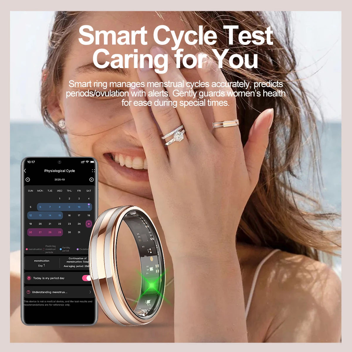 2026 Smart RingUnisexIP68 waterproof ratingHeart rate and health monitoringActivity trackerFitness ringNew model