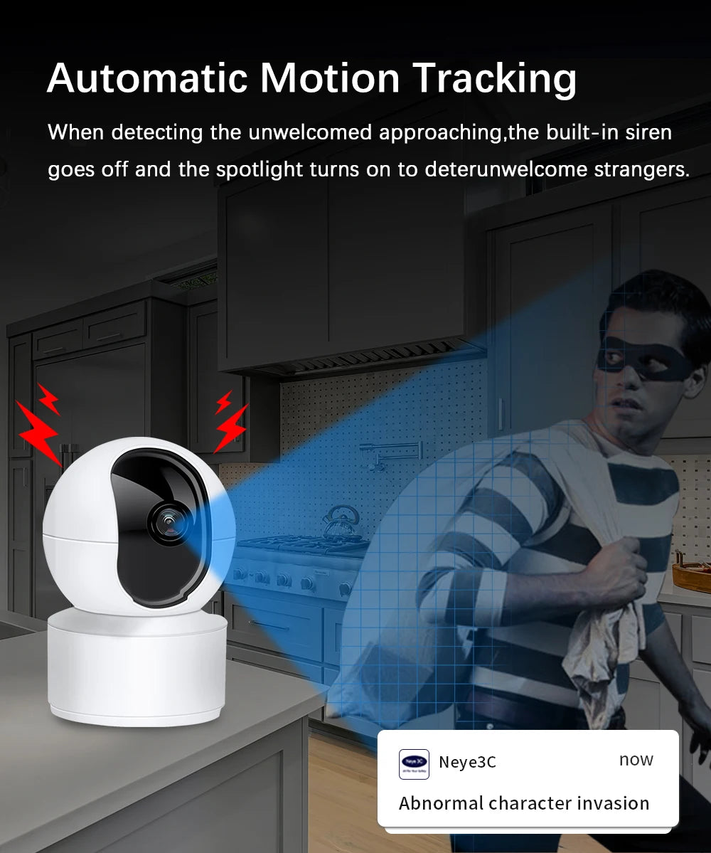 Home WiFi Security Camera 8MP HD Indoor Baby Monitor Bidirectional Audio 360 ° Panoramic Camera AI Automatic Tracking  Detection