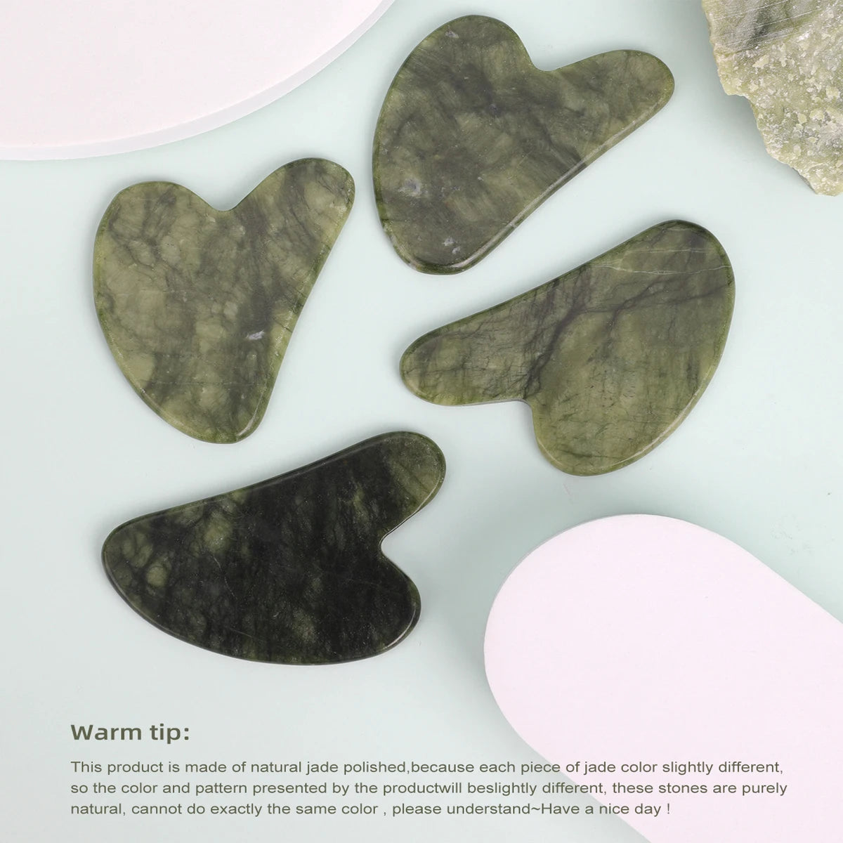 Guasha Massage Natural Stone Jade Scraper Facial Gua Sha SPA  Neck Massager for Face Lifting Wrinkle Remover Beauty Healty Tool