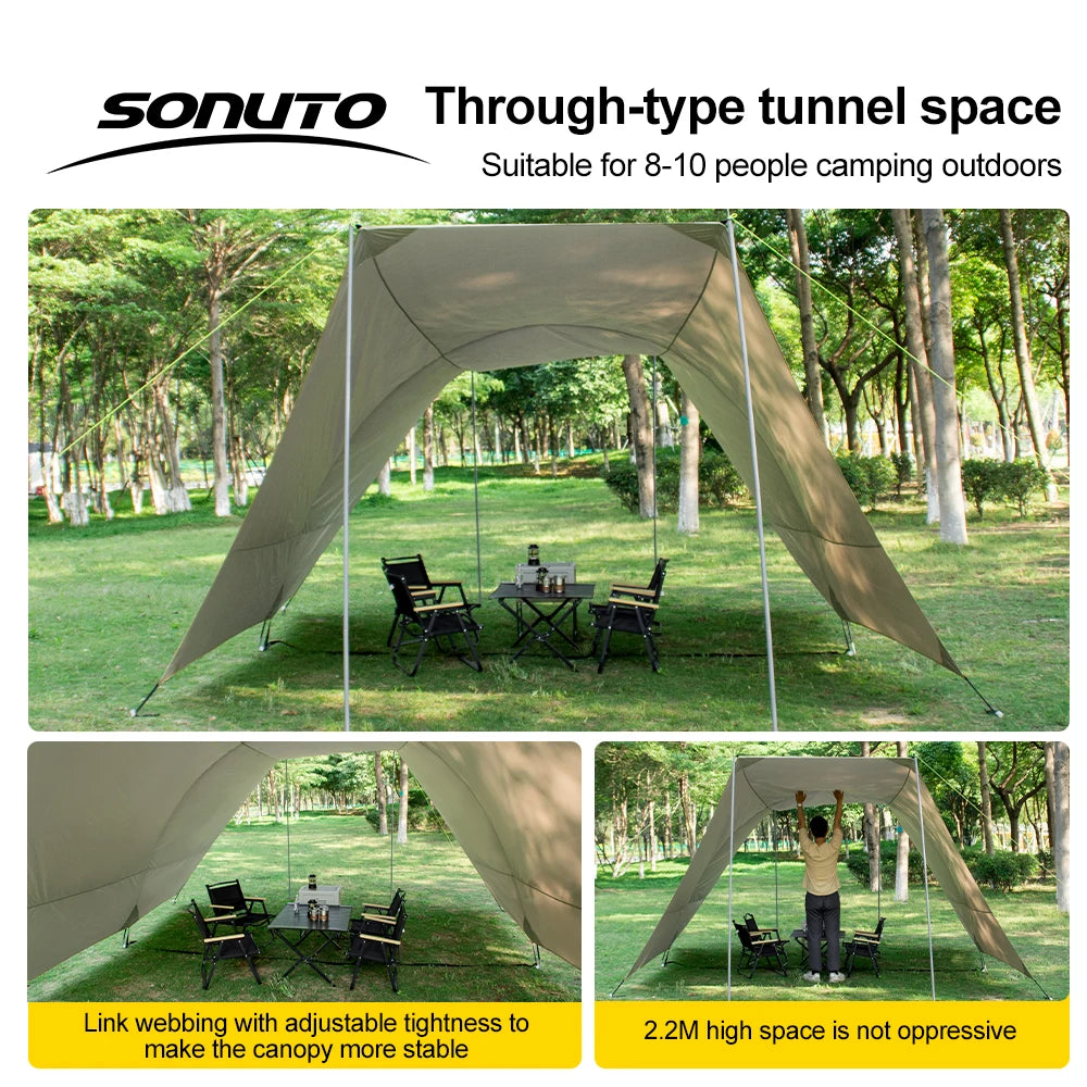Silver Coated Sun Protection Camping Tent Large Family Size Windproof Rainproof Outdoor Canopy Tent with UV Block for Beach Pic