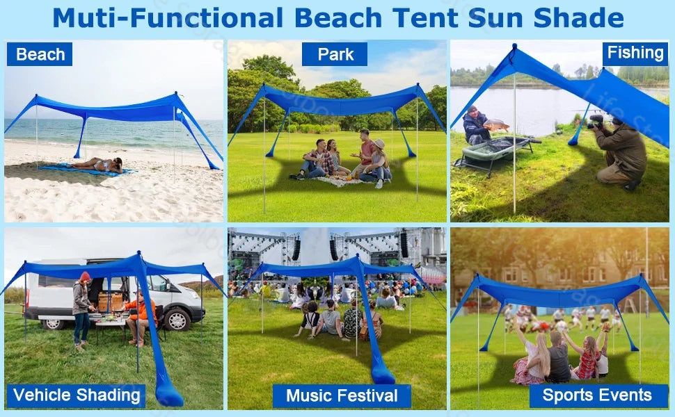 Camping Tent Windproof Pop Up Awning Outdoor Beach Sun Shade UV Ultralight Beach Canopy Tents for Camping Fishing Picnics