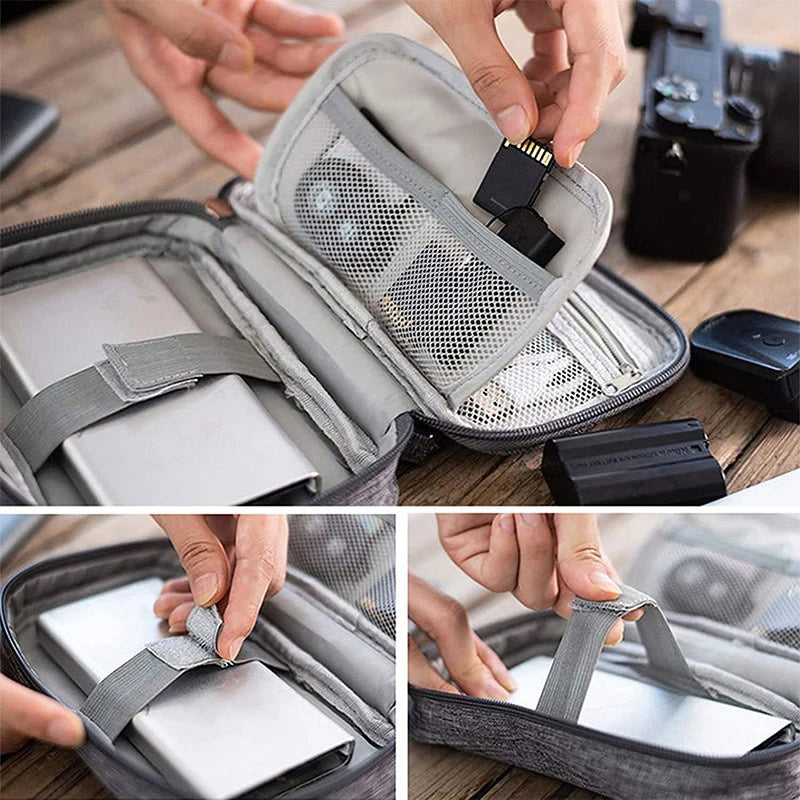 Data Cable Storage Bag, Portable Headphone Manager, Digital Gadget Suitcase, Double-layer Digital USB Hard Drive Protection Bag