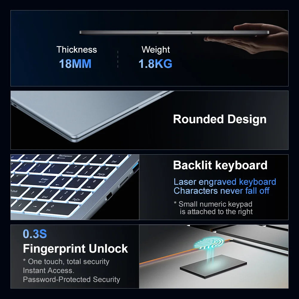 Ninkear N16Pro Laptop 16 inch 2.5K 120Hz Intel Core i7-12700H WiFi 6 16GB RAM 1TB SSD Laptop Windows 11 Notebook Office Computer