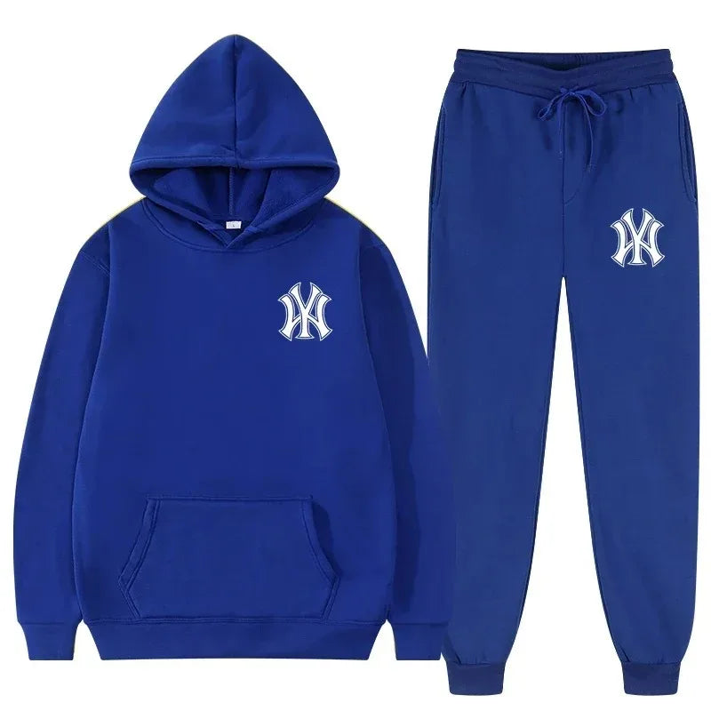 Men's running and fitness fashion casual sportswear set for autumn and winter hooded sweatshirt  jogging pants two-piece set