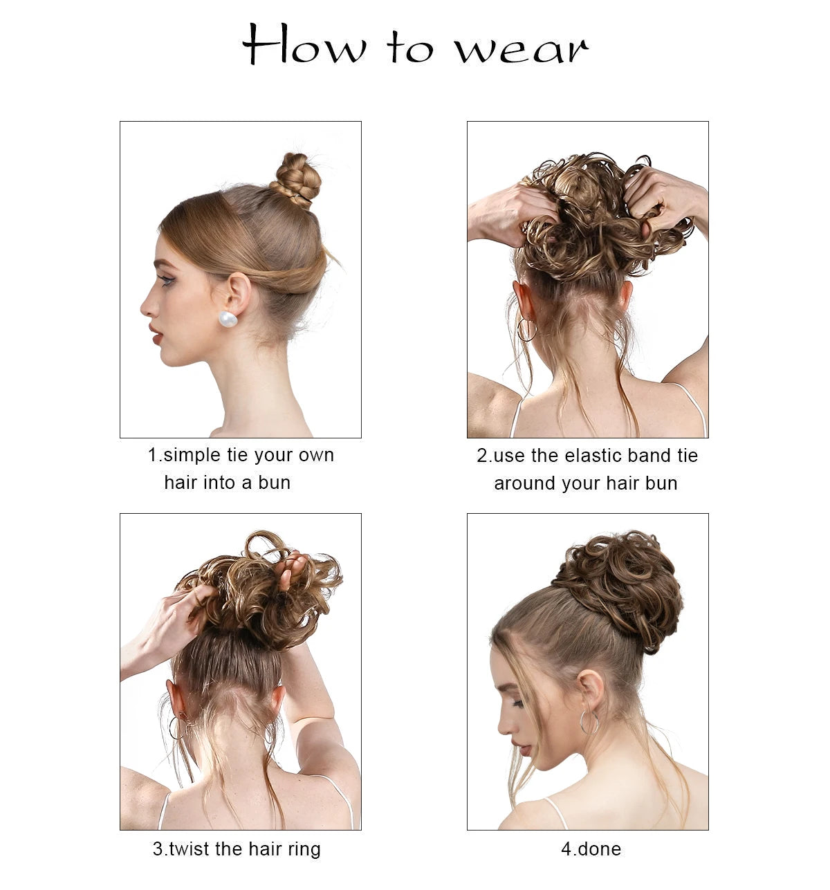 Synthetic Messy Updo Chignon Premium Big Curly Elastic Hair Scrunchies Hairpieces Donut Updo Blonde Brown Hair Pieces For Women