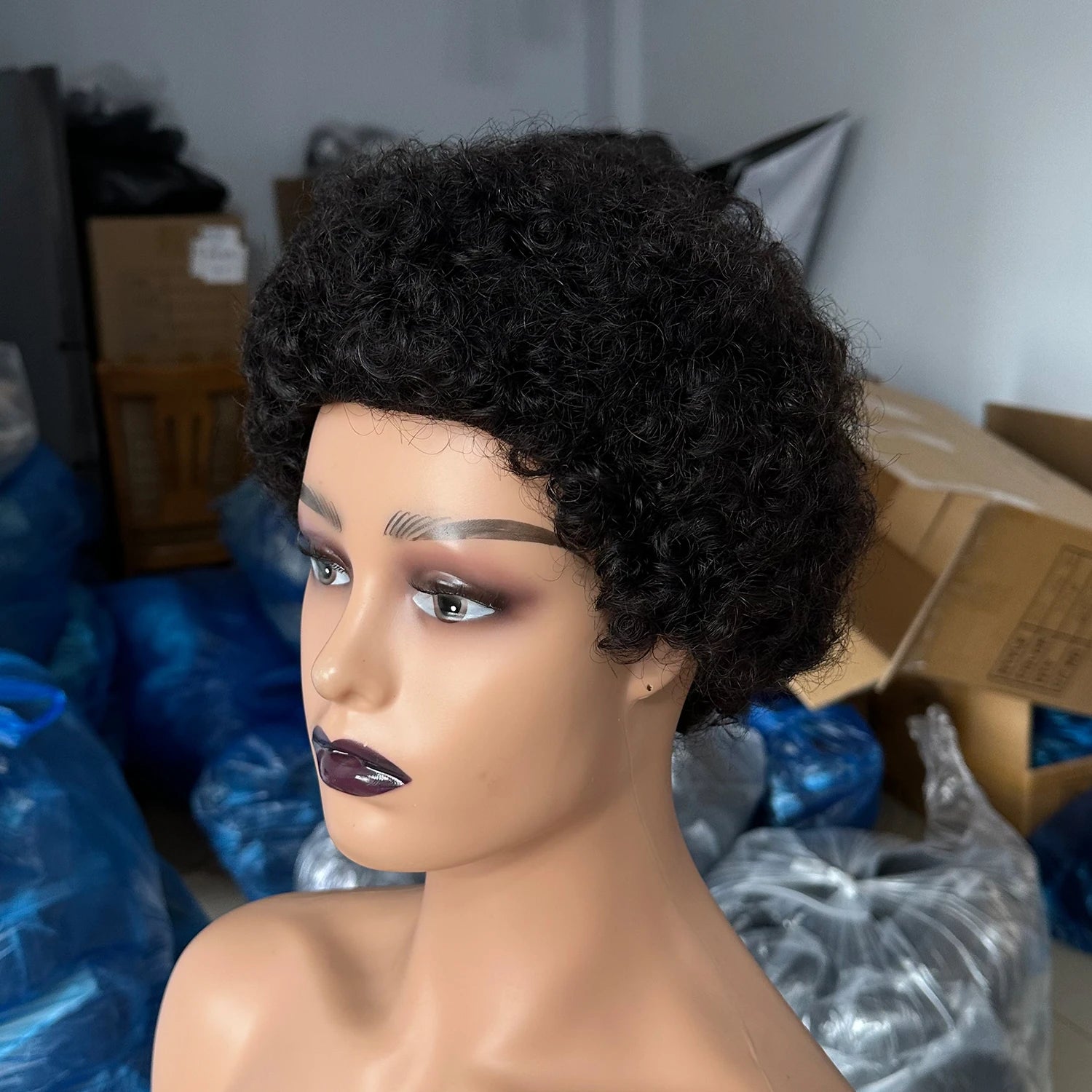 Brazilian Short Pixie Cut Wigs For Black Women Human Hair Afro Kinky Curly Wig African Curly Full Machine Made Wig