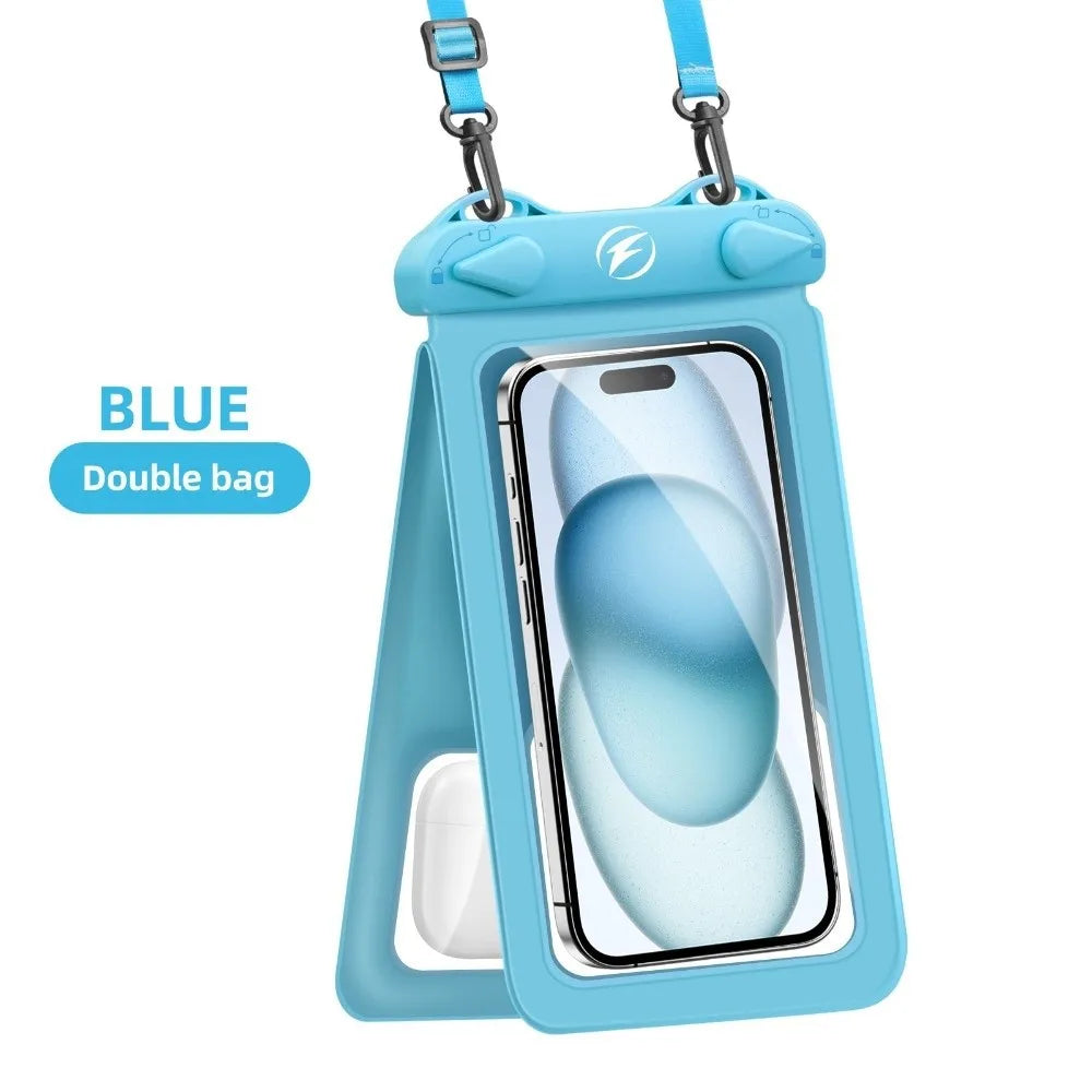 Double Pocket Waterproof Phone Bag Transparent Touch Screen Mobile Phone Waterproof Bag Universal Underwater Dry