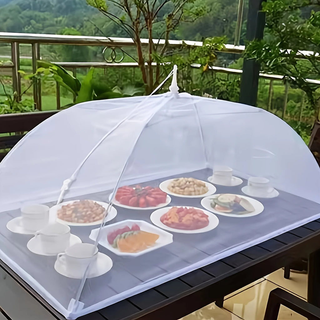 Large Pop-Up White Mesh Food Tent - Foldable and Washable Insect Protection Perfect for Outdoor Dining and Gatherings