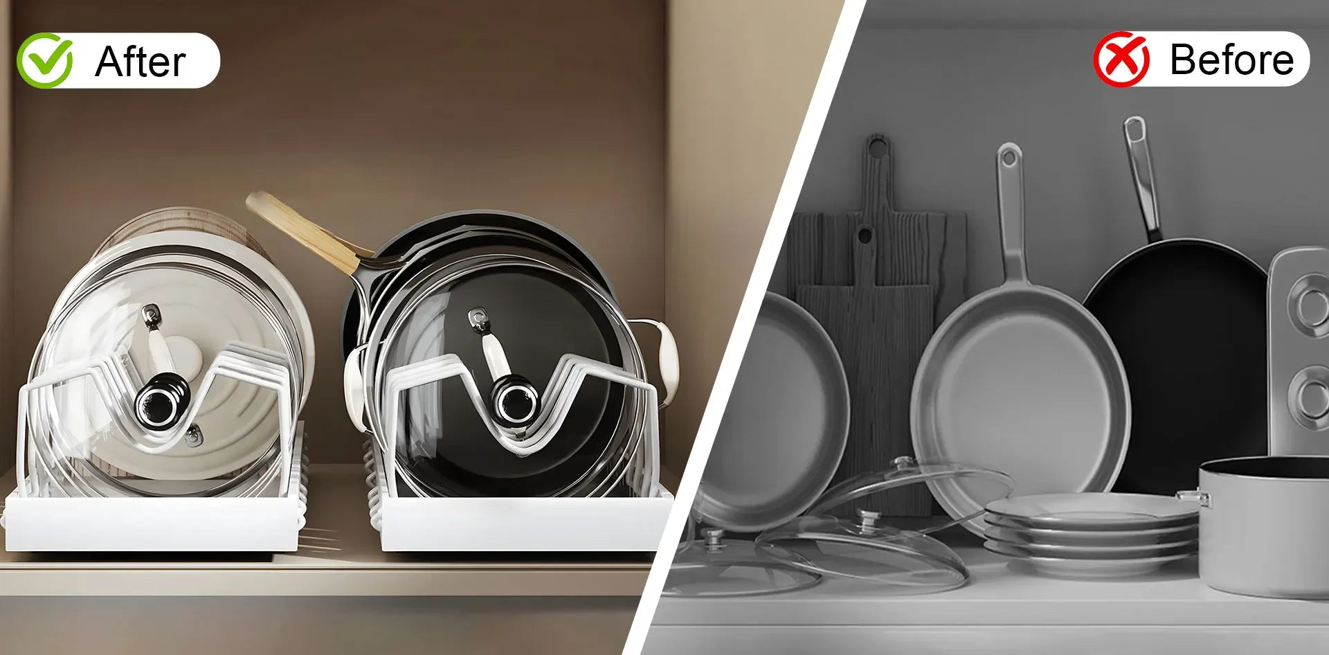 Kitchen Multifunctional Organizer - Pull-Out for Pots/Pans, Sliding Lid Holder, Spice Rack & Dish Drying Racks Drawer Organizer