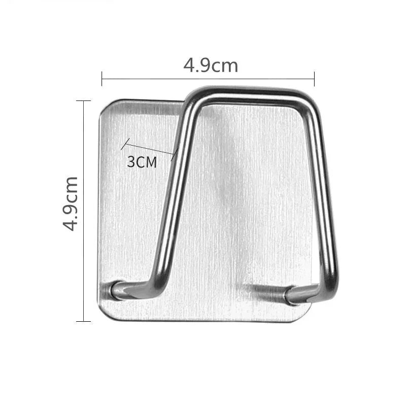 Kitchen Accessories Stainless Steel Sponge Holder Spoon Holder Pot Clips Self Adhesive Kitchen Storage Organizer Kitchen Gadgets