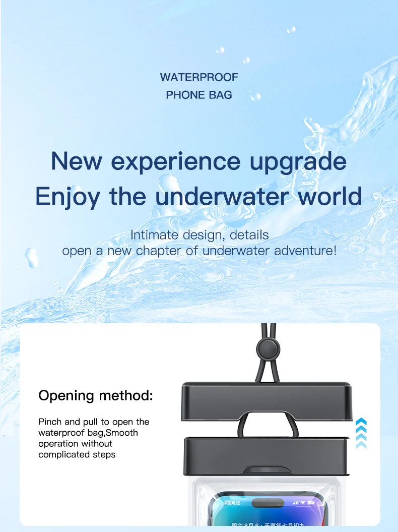 Clear Window Waterproof Phone Pouch - Touchscreen Case for Underwater Photos, Swimming, Rafting (iPhone, Huawei, Xiaomi, Android