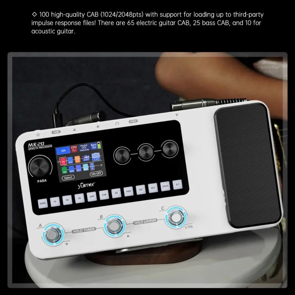 Yuimer MK-20 Multi-Effects Processor Pedal with Drum Machine, Tuner, and Looper Pedal USB Audio/for Guitar/Bass