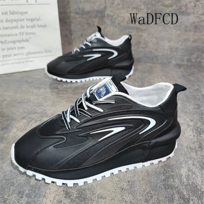 Chunky Sneakers Men Women Cover Bottom Board Shoes Fashion Casual Leather Mesh Breathable Increased Internal Flat Platform Shoes