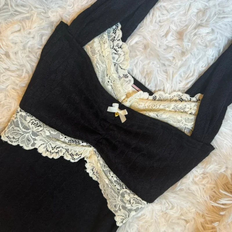 Y2k Coquette Lace Trim Crop Top Women 00s Vintage Aesthetic Grunge Slim Fit Vest Retro Cottage Tank Tops Clothes