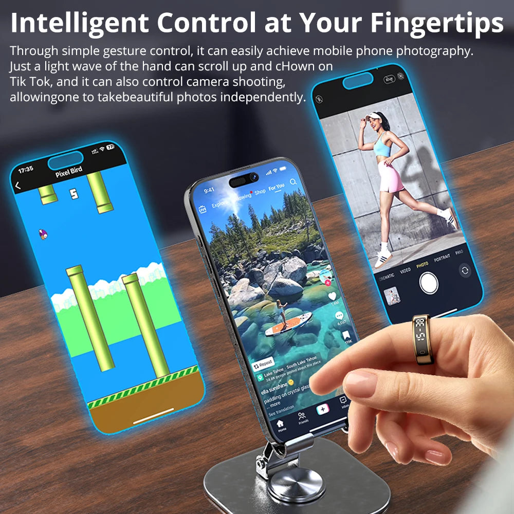 COLMI R12 Smart Ring with Display Screen and Touch, Health Manager, Wireless Charging, 5 ATM Waterproof For Men Women