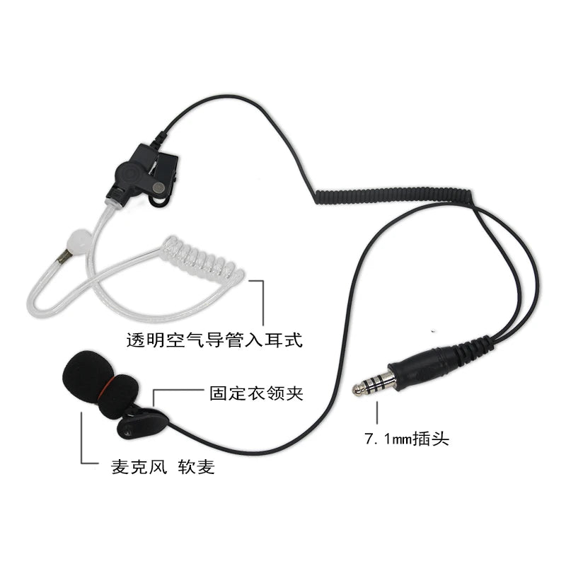 Air Tube 7.1mm U174 Plug Tactical Earpiece headset U94 PTT Mic for Baofeng UV-5R 6R BF-888S UV5R Kenwood PUXING TYT HYT Radio