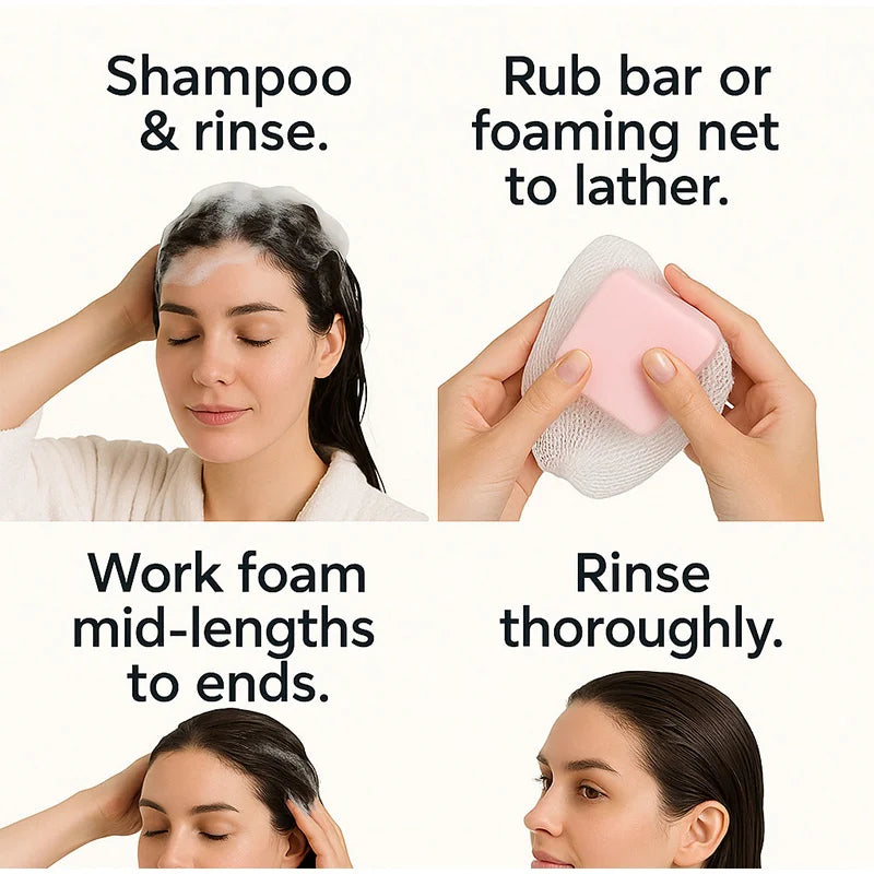 Castor Oil Conditioner Soap Bar,Moisturizing Nourishing Solid Shampoo,Strengthen Hair Roots Care,For Dry Frizzy Damaged Hair